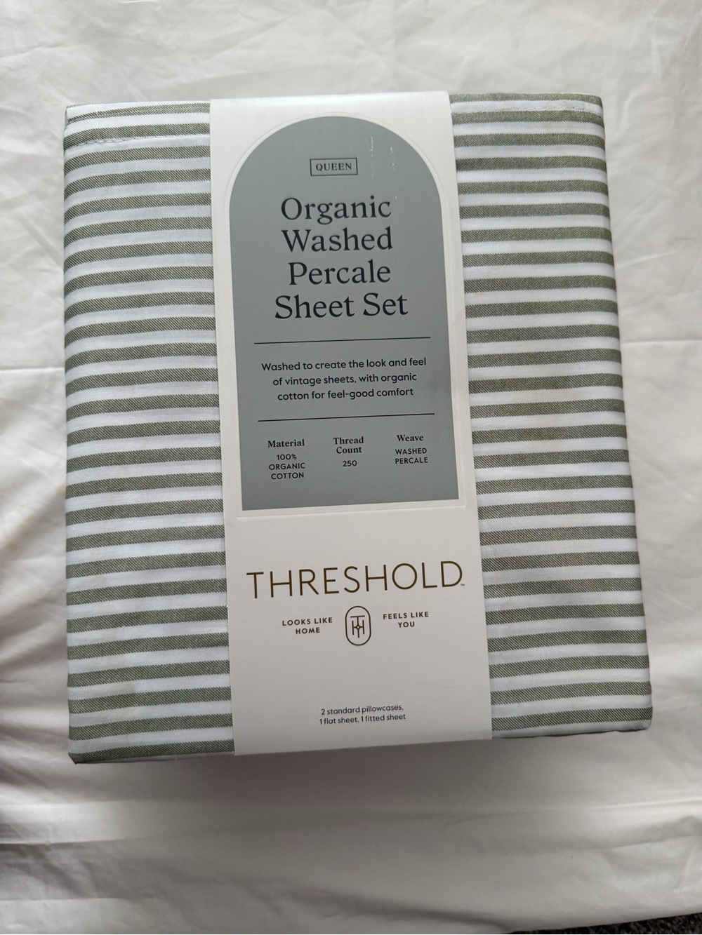 Threshold Organic Washed Percale Sheet Set Organic Cotton Striped Sheet Set